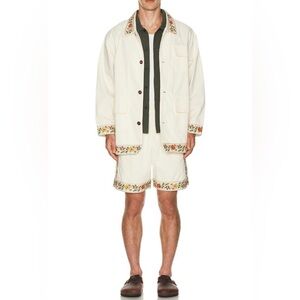 FOUND KANTHA FLORAL WORK SHORTS in Cream NWT Size XXL